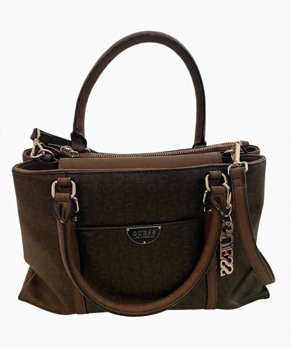Guess brown logo print satchel - guess,