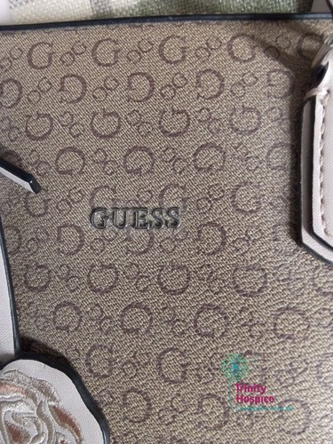 Guess handbag beige monogram - guess,