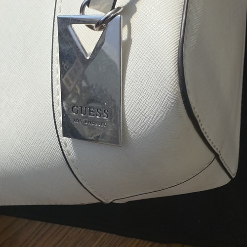 Guess white faux leather large - leather,