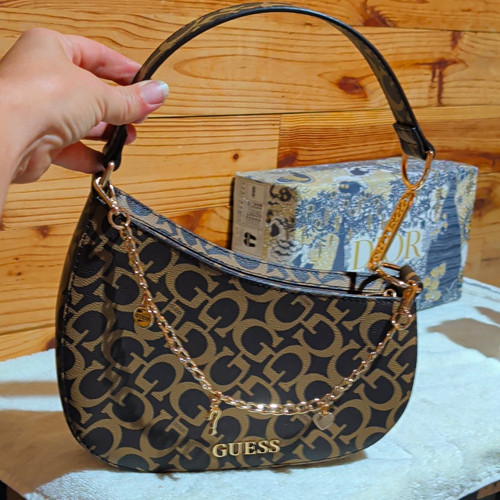 Guess darkbrown tan logo - darkbrown/tan,