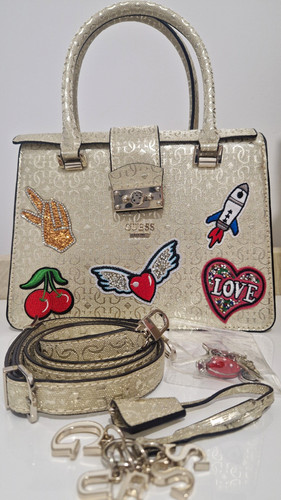 Guess gold patch satchel - gold,