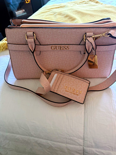 Guess pink logo faux leather - faux,