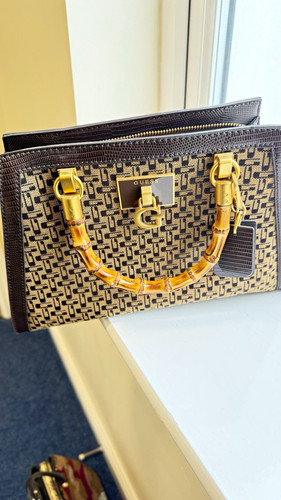 Guess monogram satchel handbag - guess,