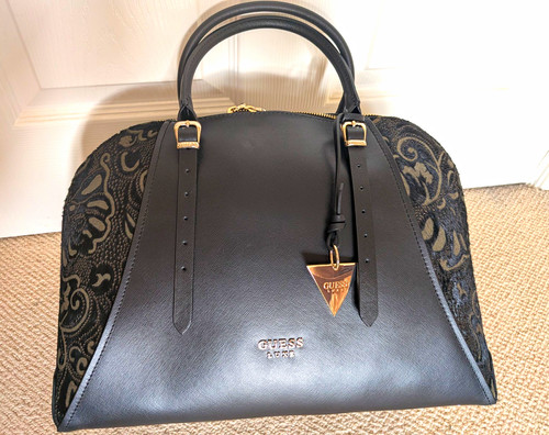 Guess luxe black real leather - black,