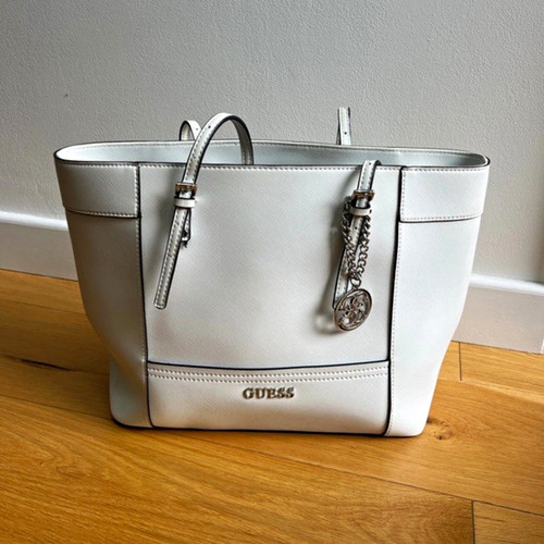 Guess white faux - guess, leather
