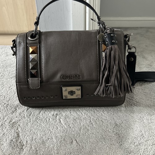 Guess grey brown logo handbag - guess,