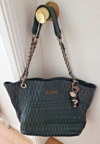 Guess black quilted shopper - quilted,