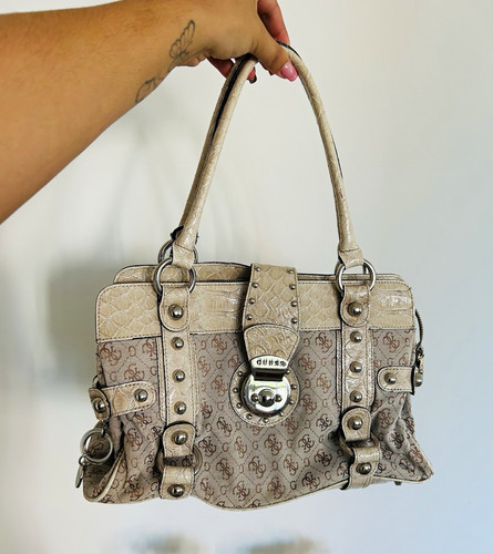 Guess beige logo canvas faux - canvas,